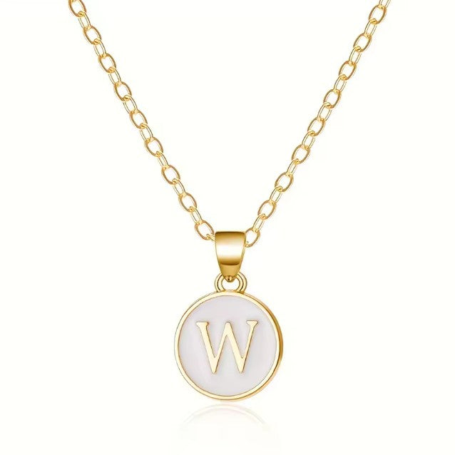 Necklace with white initial letter pendant