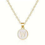 Necklace with white initial letter pendant