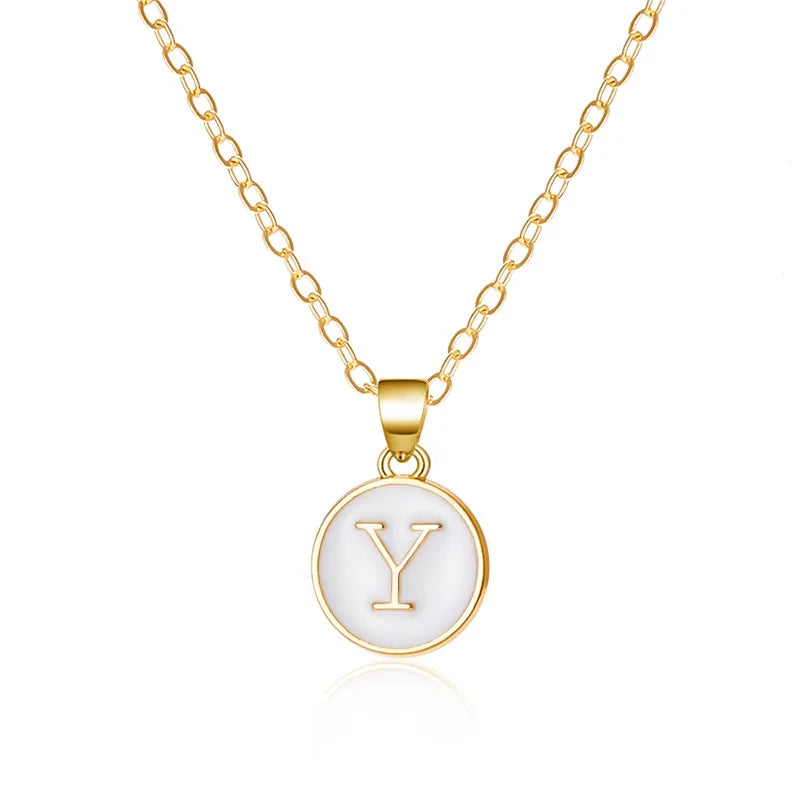 White initial pendant necklace y
