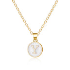 White initial pendant necklace y