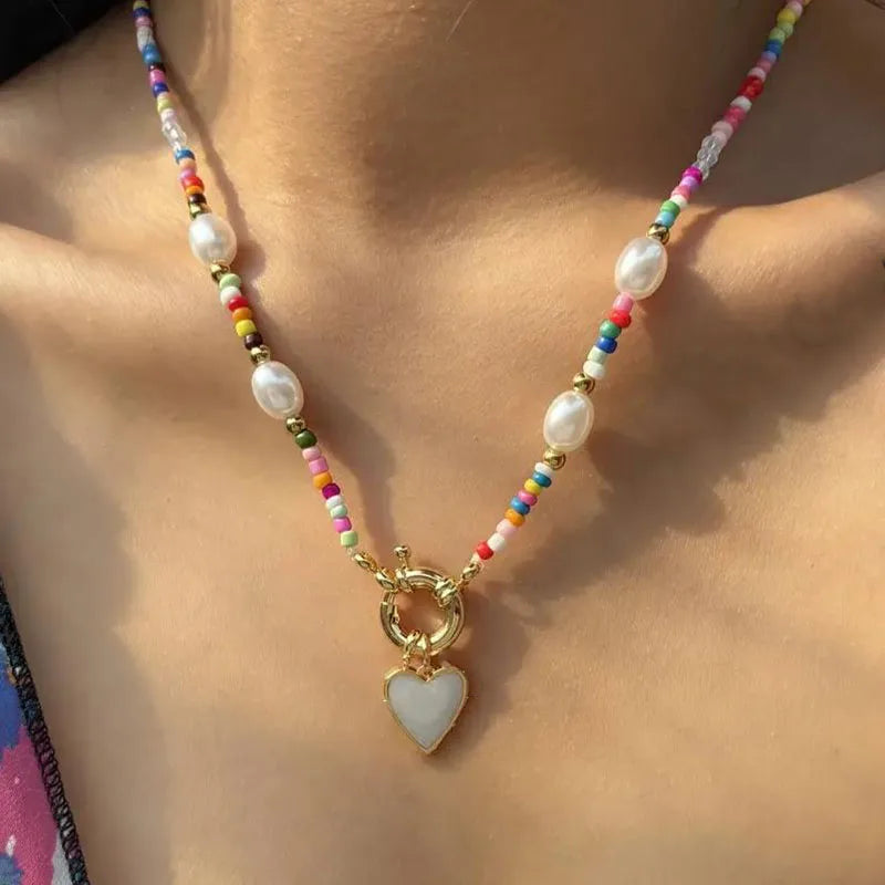Necklace with White Romantic Bohemian Pendant