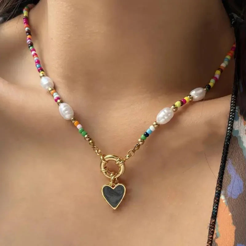 Necklace with Black Romantic Bohemian Pendant