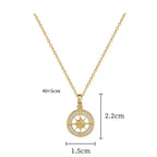 Necklace with Compass Pendant with Rose Zircon Wind Rose