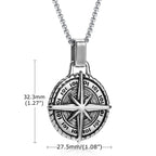 Necklace with Compass Rose Pendant for Men