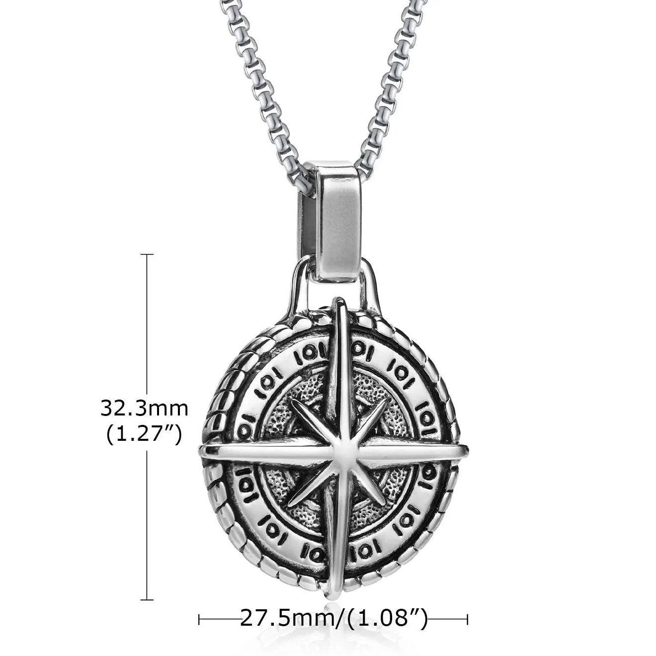Necklace with Compass Rose Pendant for Men