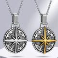 Necklace with Compass Rose Pendant for Men gold