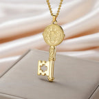 Necklace with gold Catholic key pendant