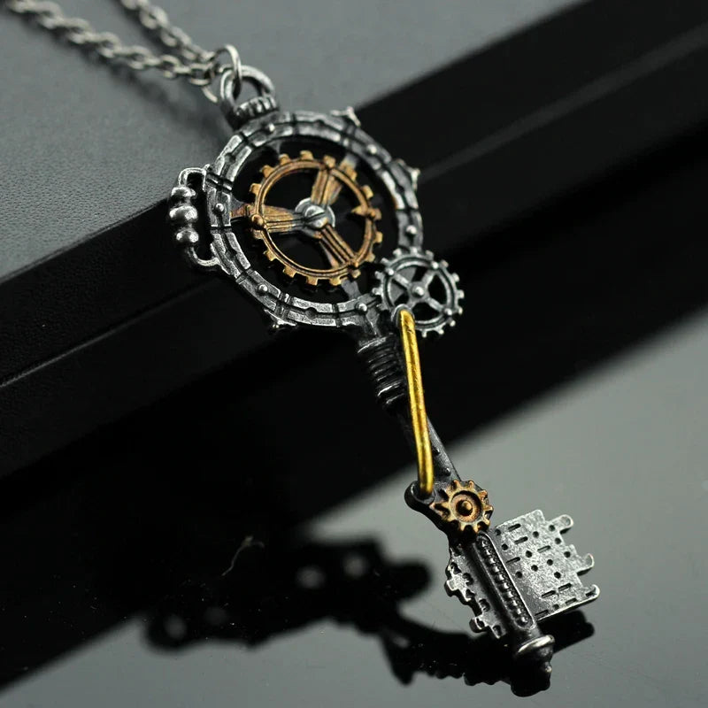 Necklace with gear key pendant