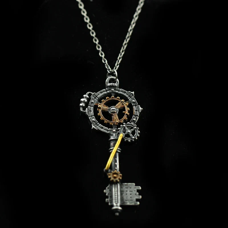 Necklace with gear key pendant