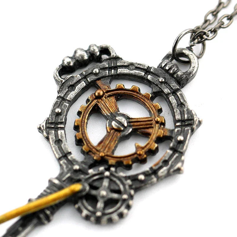 Necklace with gear key pendant