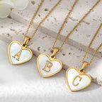 Necklace with white heart pendant initial a