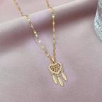 Necklace with Dreamcatcher Crystal Heart Pendant