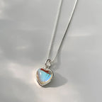 Necklace with Moonstone Fertility Heart Pendant smooth chain
