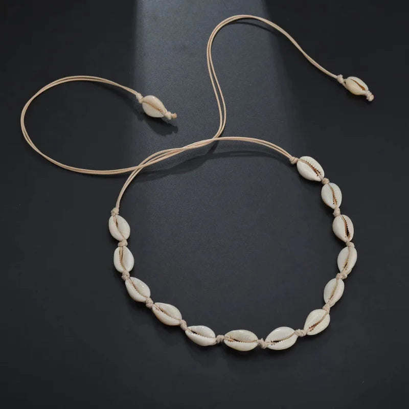 Necklace with White Cowrie Shell Pendant