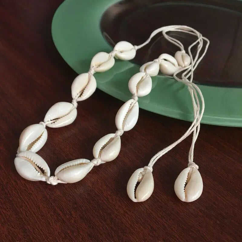 Necklace with White Cowrie Shell Pendant