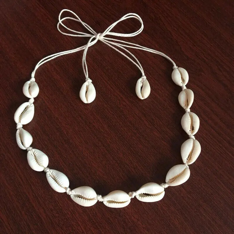 Necklace with White Cowrie Shell Pendant