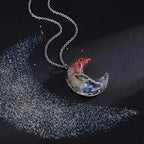 Necklace with Crescent Moon Pendant 7 Chakras