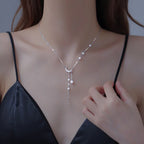 Necklace with Crescent Moon Pendant and Pearls
