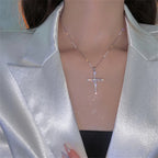 Necklace with Cross Pendant in Zircon