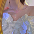 Necklace with Cross Pendant in Zircon