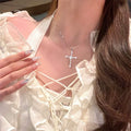 Necklace with Cross Pendant in Zircon