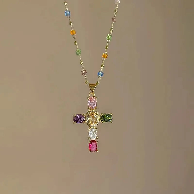 Necklace with Zircon Cross Pendant for Women