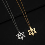 Necklace with cross pendant and Star of David, orthodox Jewish symbols, gold