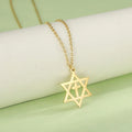 Necklace with cross pendant and Star of David, orthodox Jewish symbols, gold