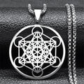 Necklace with Silver Metatron Cube Pendant