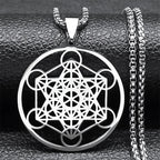 Necklace with Silver Metatron Cube Pendant