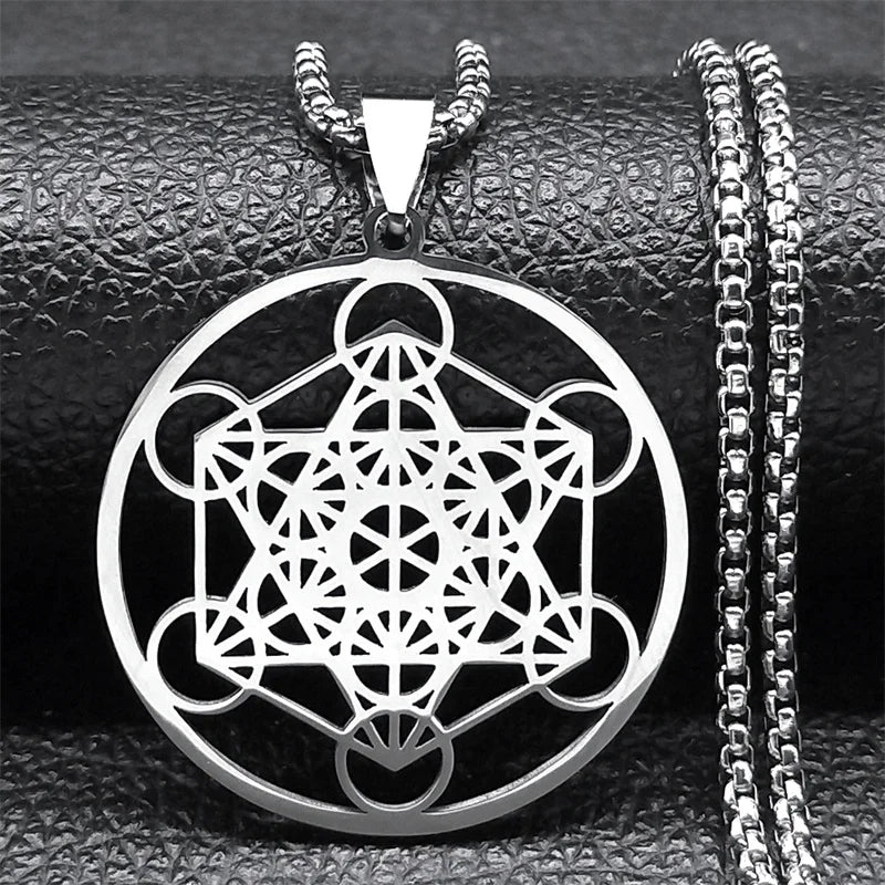 Necklace with Silver Metatron Cube Pendant