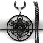 Necklace with Black Metatron Cube Pendant