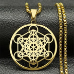 Necklace with Gold Metatron Cube Pendant