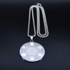 Necklace with Metatron Cube Pendant for Men or Women silver