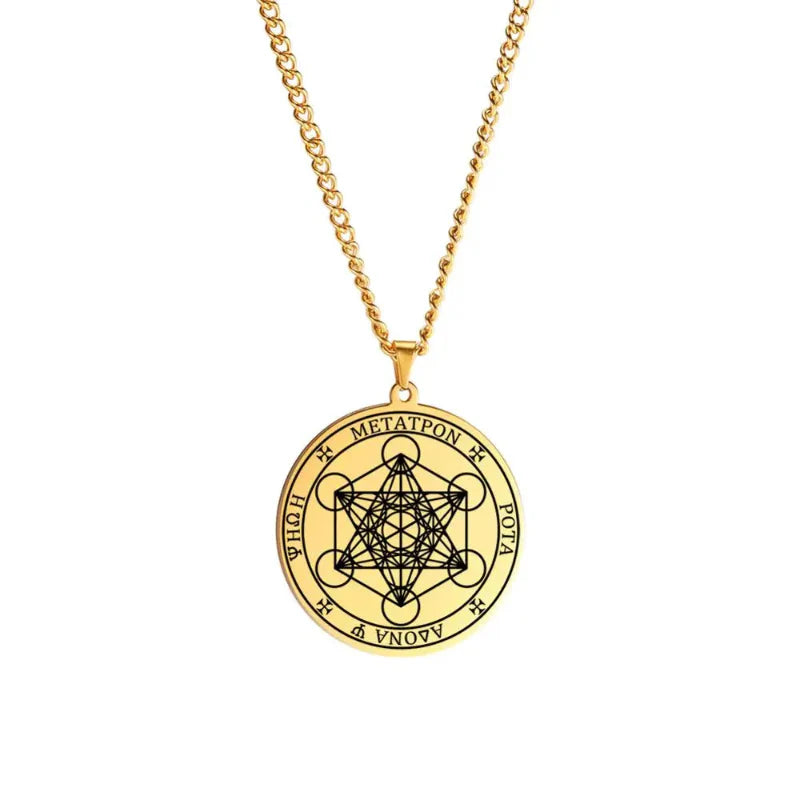 Necklace with Gold Metatron Cube Pendant