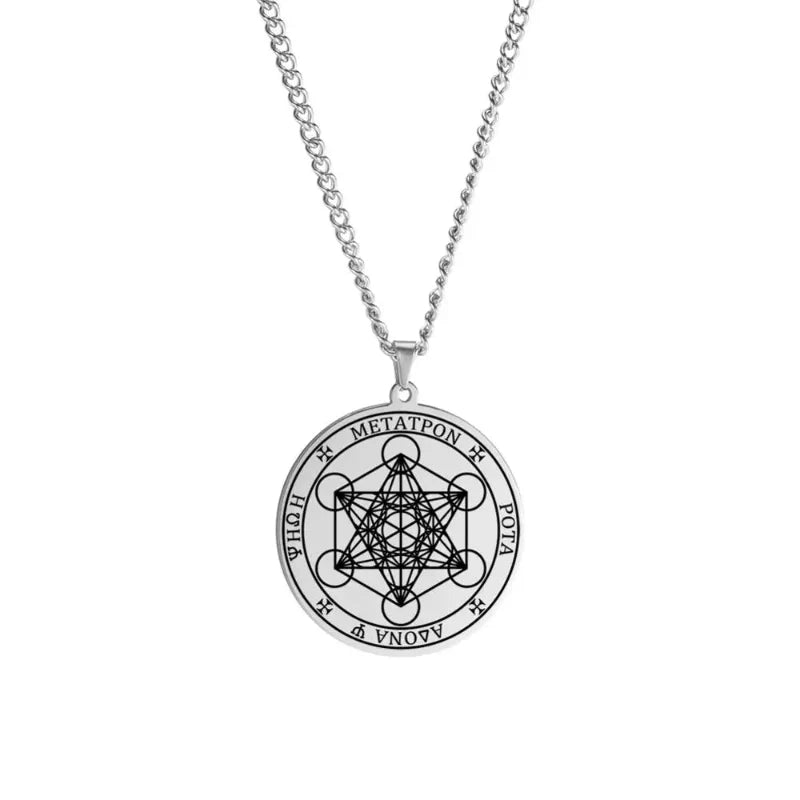 Necklace with Silver Metatron Cube Pendant