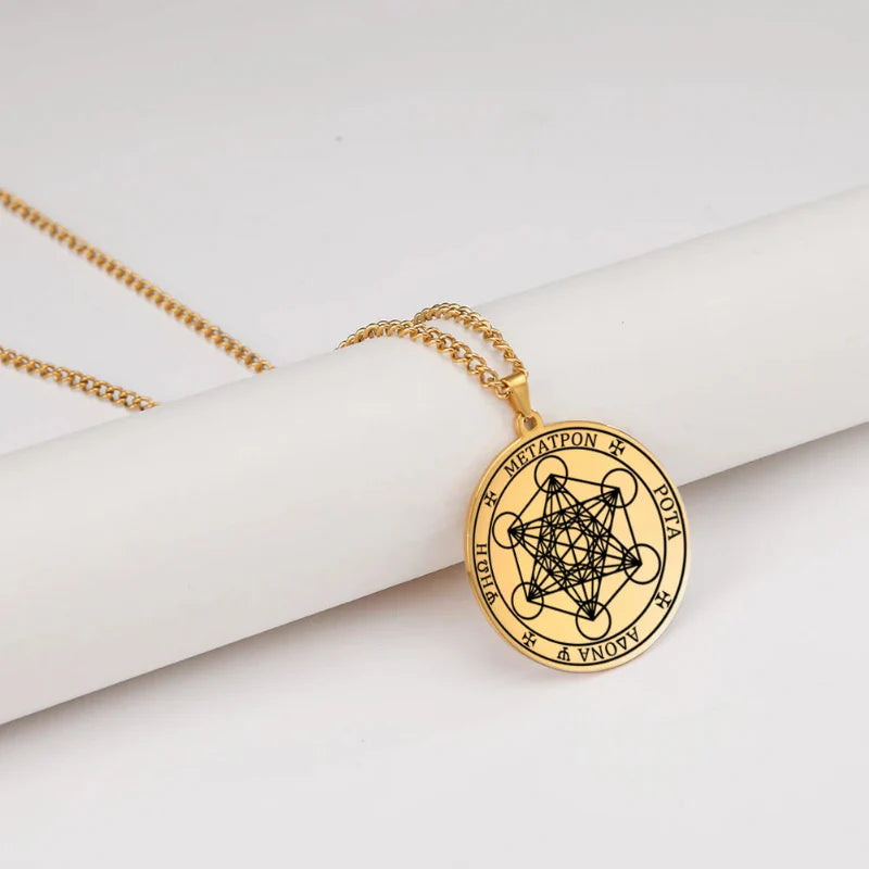Necklace with Gold Metatron Cube Pendant