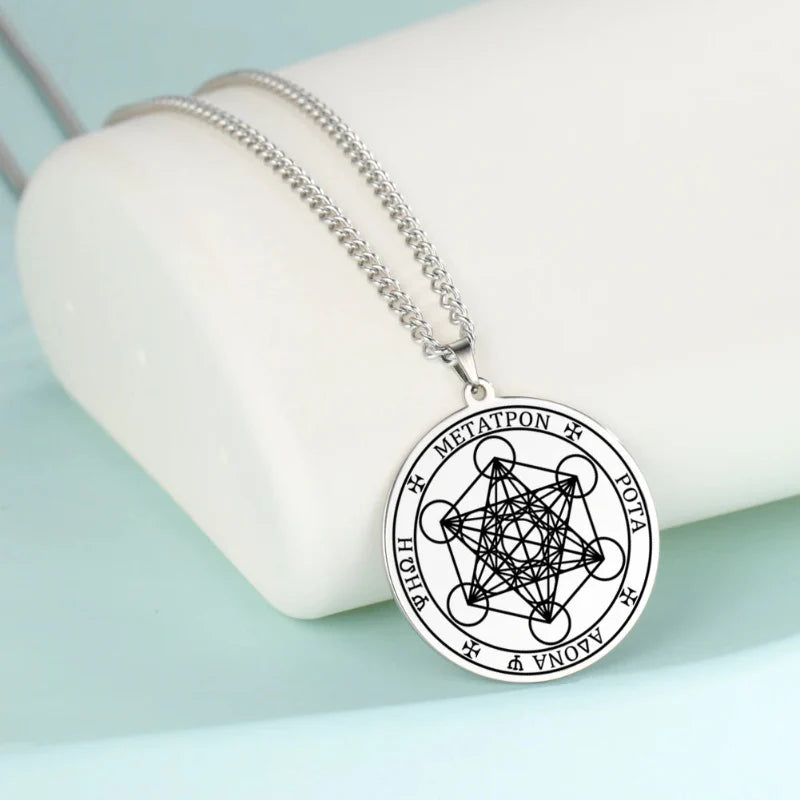 Necklace with Silver Metatron Cube Pendant