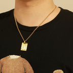 Unisex necklace with blessing pendant and Jewish Hebrew Yeshua symbol in gold