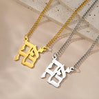 Necklace with blessing pendant and Hebrew Yeshua symbol in gold-tone