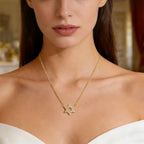 Necklace with a rhinestone Star of David pendant, Jewish symbol gold