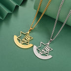 Necklace with pendant featuring the Star of David and symbolic Jewish fleur-de-lis