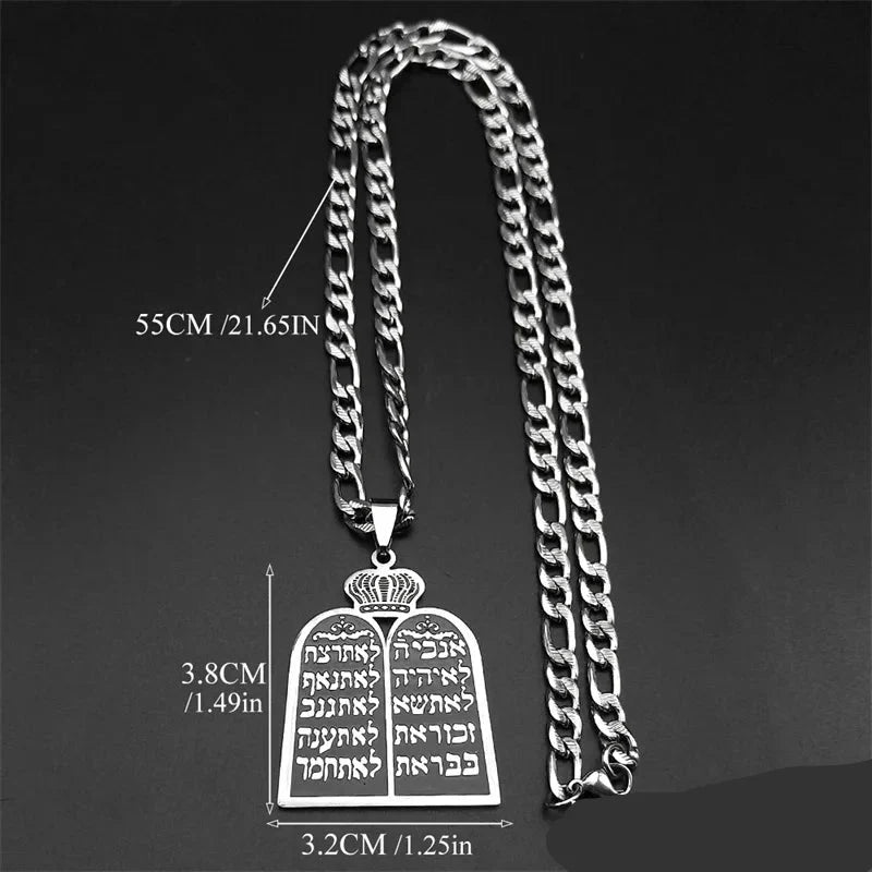 Necklace with Jewish prayer pendant, the 10 commandments of the Torah