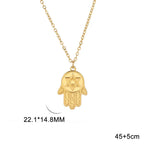 Necklace with protective pendant featuring the Star of David and Hamsa in gold