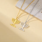 Necklace with Menorah, the symbol of Jewish identity, pendant 