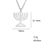 Necklace with pendant of the Jewish identity symbol Menorah