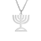 Necklace with pendant of the Jewish identity symbol Menorah silver