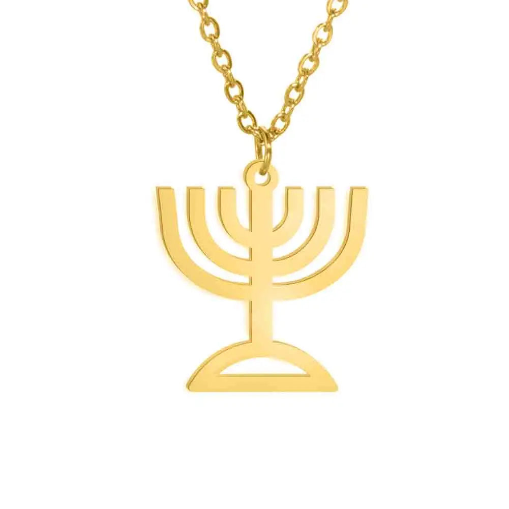 Necklace with pendant of the Jewish identity symbol Menorah gold