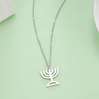 Necklace with pendant of the Jewish identity symbol Menorah silver