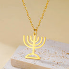Necklace with pendant of the Jewish identity symbol Menorah gold